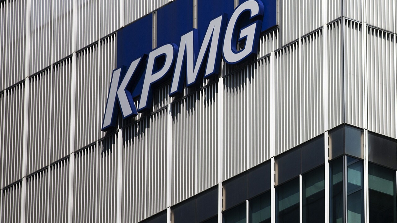 The offices of KPMG LLP in the Canary Wharf business and shopping district in London