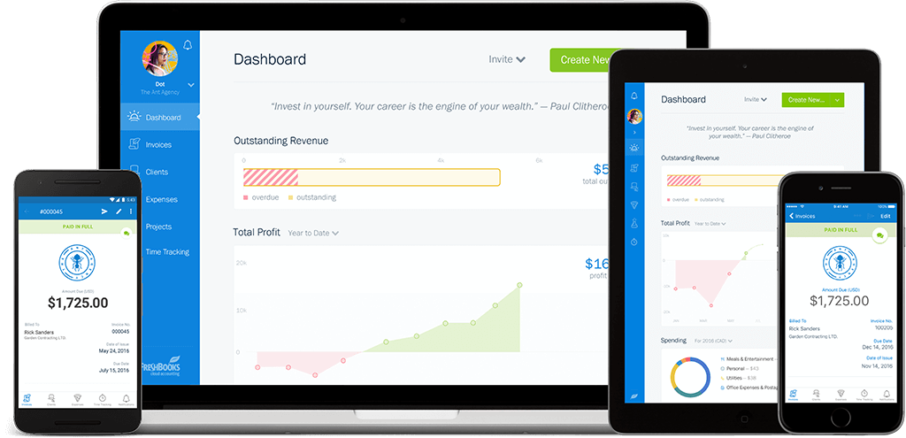 FreshBooks on a number of different devices