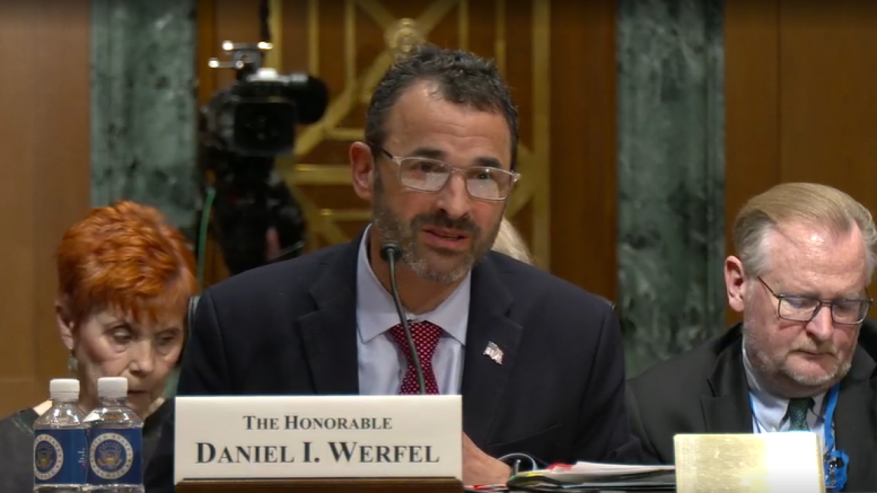 IRS Commissioner Danny Werfel testifying before the Senate Finance Committee