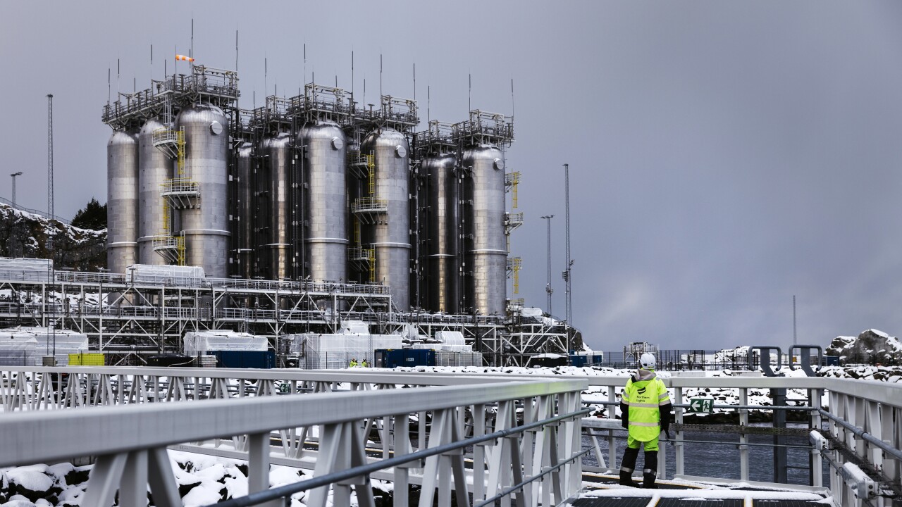 Storage tanks at the Northern Lights carbon capture and storage project, controlled by Equinor ASA, Shell Plc and TotalEnergies SE, in Blomoyna, Norway.