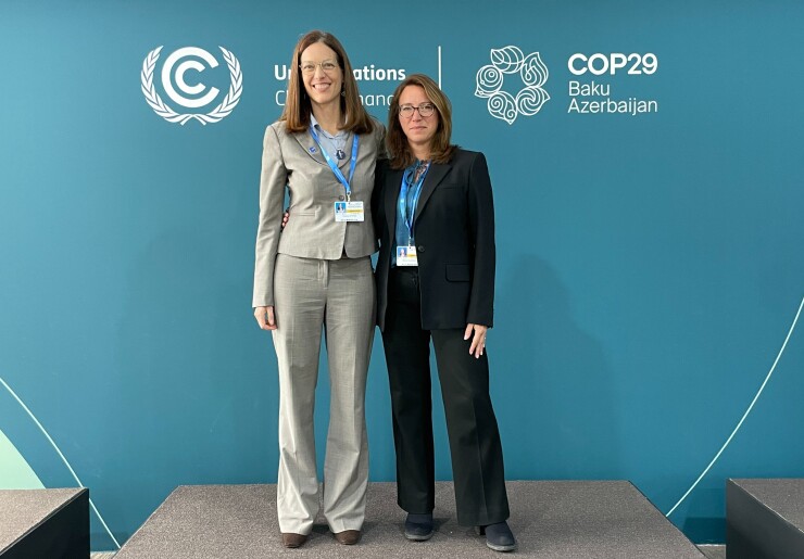 GRI interim CEO Cristina Gil White (left) and CDP CEO Sherry Madera