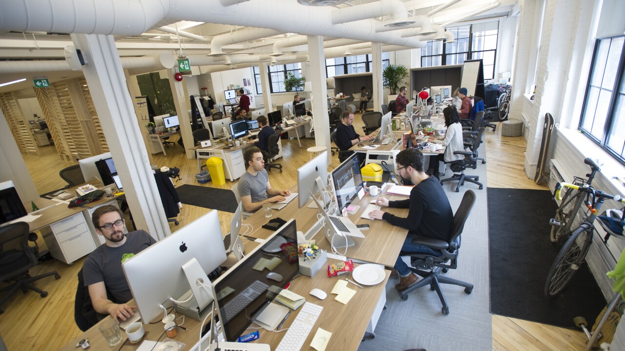 Open plan office space at Shopify in Toronto