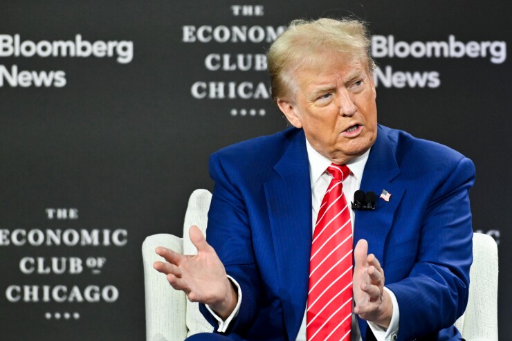 Donald Trump during an interview with Bloomberg News at the Economic Club of Chicago