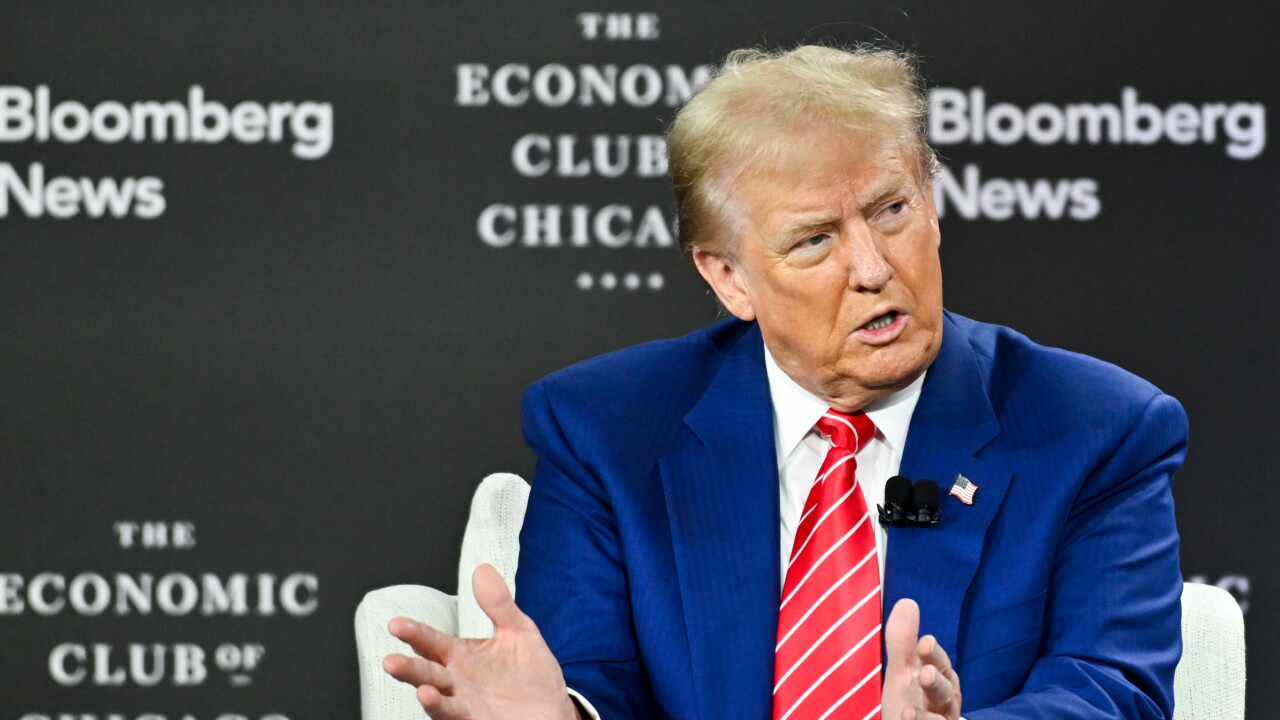 Donald Trump during an interview with Bloomberg News at the Economic Club of Chicago