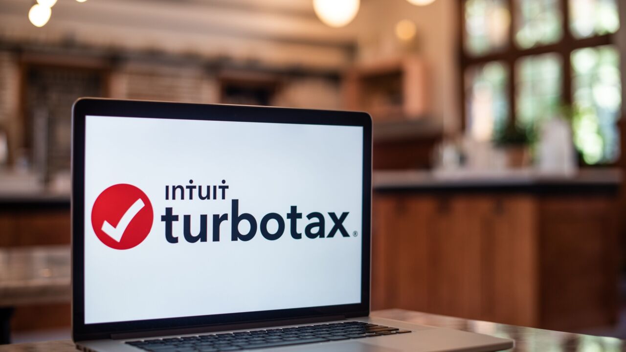 The TurboTax logo on a laptop computer in an arranged photograph in Hastings-on-Hudson, New York, U.S., on Friday Sept. 3, 2021. Photographer: Tiffany Hagler-Geard/Bloomberg