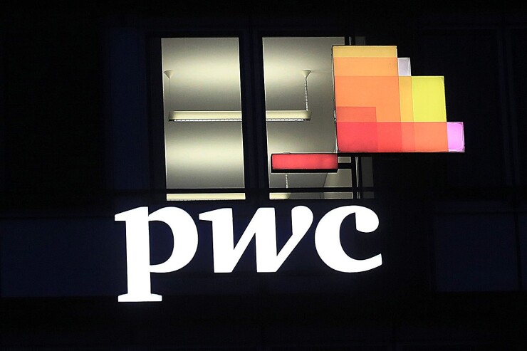 PwC sign, branding