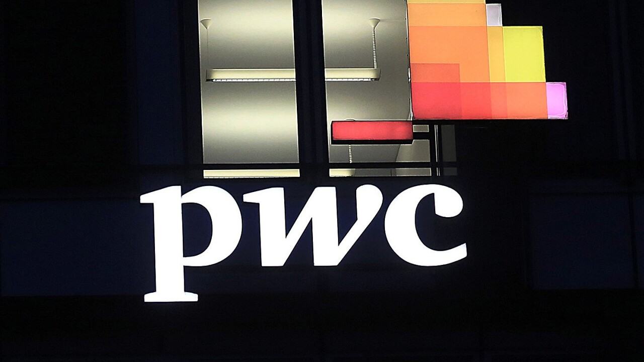 PwC sign, branding